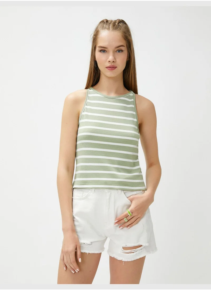 كوتون Viscose Mix Halter Neck Basic Tank Top