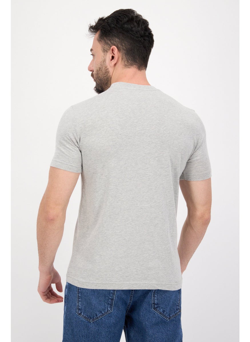 Free Soul - Men Crew Neck Short Sleeve Graphic Print Troon T-Shirt, Grey Heather - Image 1