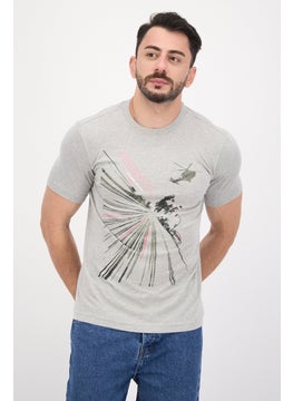 Men Crew Neck Short Sleeve Graphic Print Troon T-Shirt, Grey Heather
