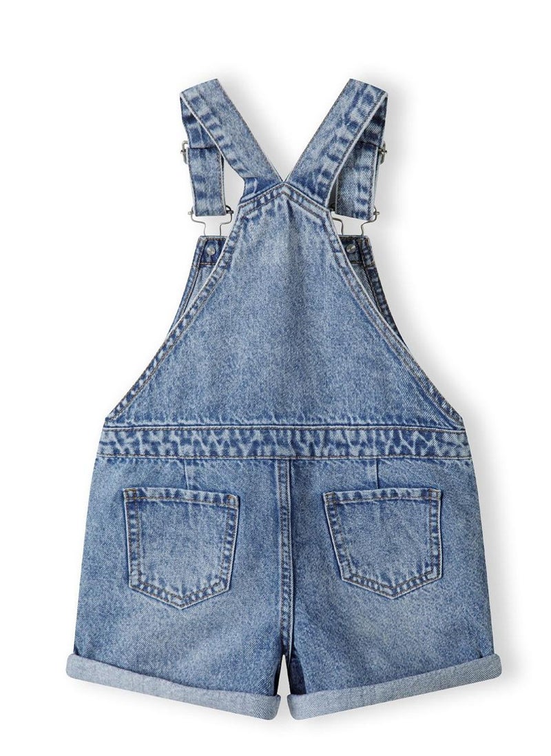 MINOTI Kids Girls Short Denim Dungarees with Pockets  - Image 3