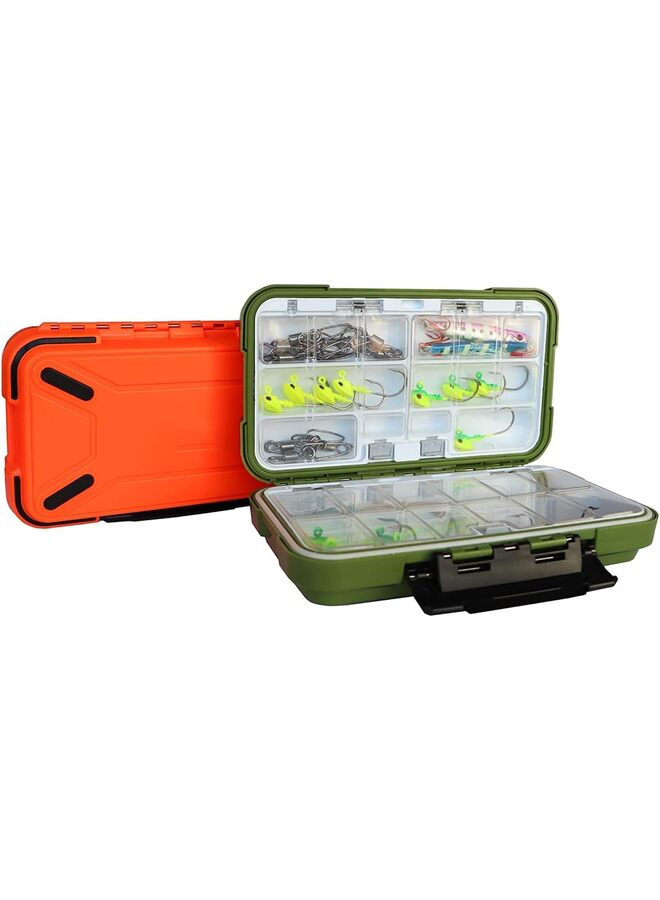 صندوق أدوات صيد صغير، منظم عائم، صندوق طُعم مزدوج الجوانب مع فواصل قابلة للتعديل لتنظيم المجوهرات وسنانير الطُعم وأدوات الأقراط (برتقالي، أخضر، رمادي) (اللون: برتقالي) - Image 4