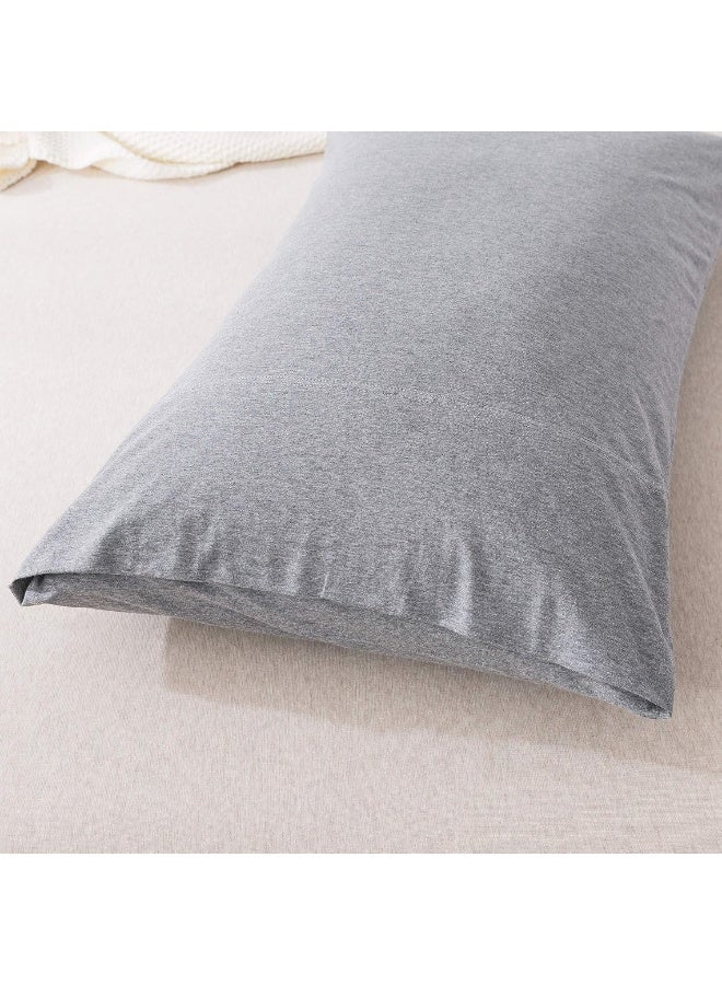 KAIANG Jersey Knit Pillowcase. All Season, Soft, Cozy Cases. T-Shirt Jersey Cotton Pillow Case Set. Heather Cotton Jersey Case Set. (Grey, Queen Size)  - Image 3