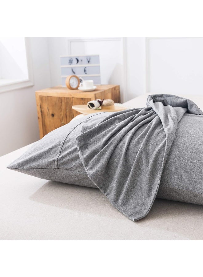 KAIANG Jersey Knit Pillowcase. All Season, Soft, Cozy Cases. T-Shirt Jersey Cotton Pillow Case Set. Heather Cotton Jersey Case Set. (Grey, Queen Size)  - Image 4