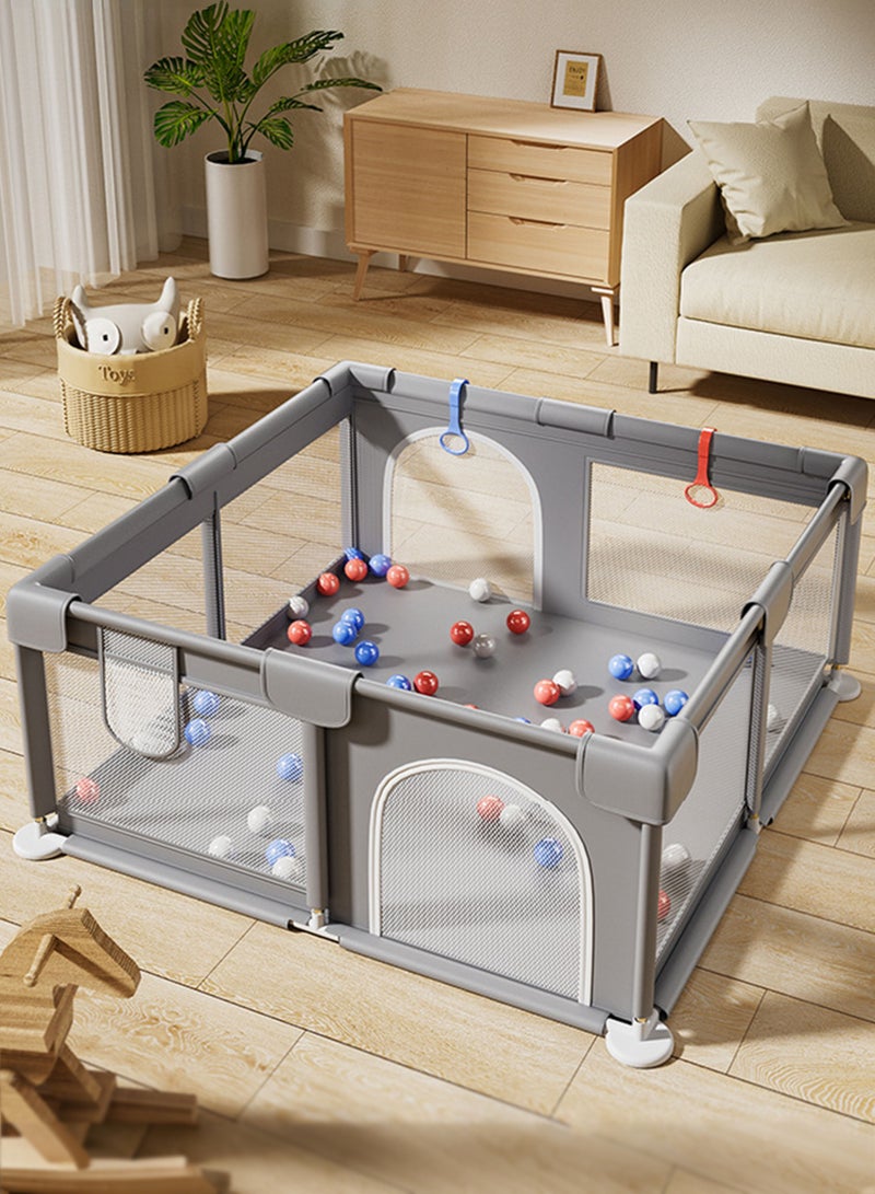 WAMIT Large Baby Playpen Play Yard with Double Zipper Doors & Storage Bag, Sturdy Safety Baby Fence for Indoor & Outdoor, Breathable Mesh & Anti-Fall Kids Activity Center for Toddlers and Kids, 180x120cm - Image 1