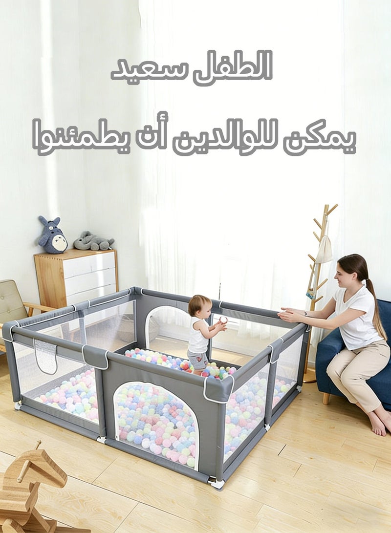 WAMIT Large Baby Playpen Play Yard with Double Zipper Doors & Storage Bag, Sturdy Safety Baby Fence for Indoor & Outdoor, Breathable Mesh & Anti-Fall Kids Activity Center for Toddlers and Kids, 180x120cm - Image 2