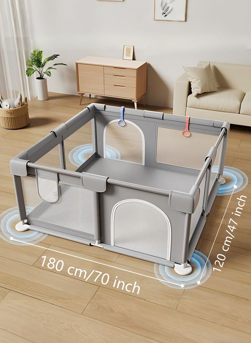 WAMIT Large Baby Playpen Play Yard with Double Zipper Doors & Storage Bag, Sturdy Safety Baby Fence for Indoor & Outdoor, Breathable Mesh & Anti-Fall Kids Activity Center for Toddlers and Kids, 180x120cm - Image 4