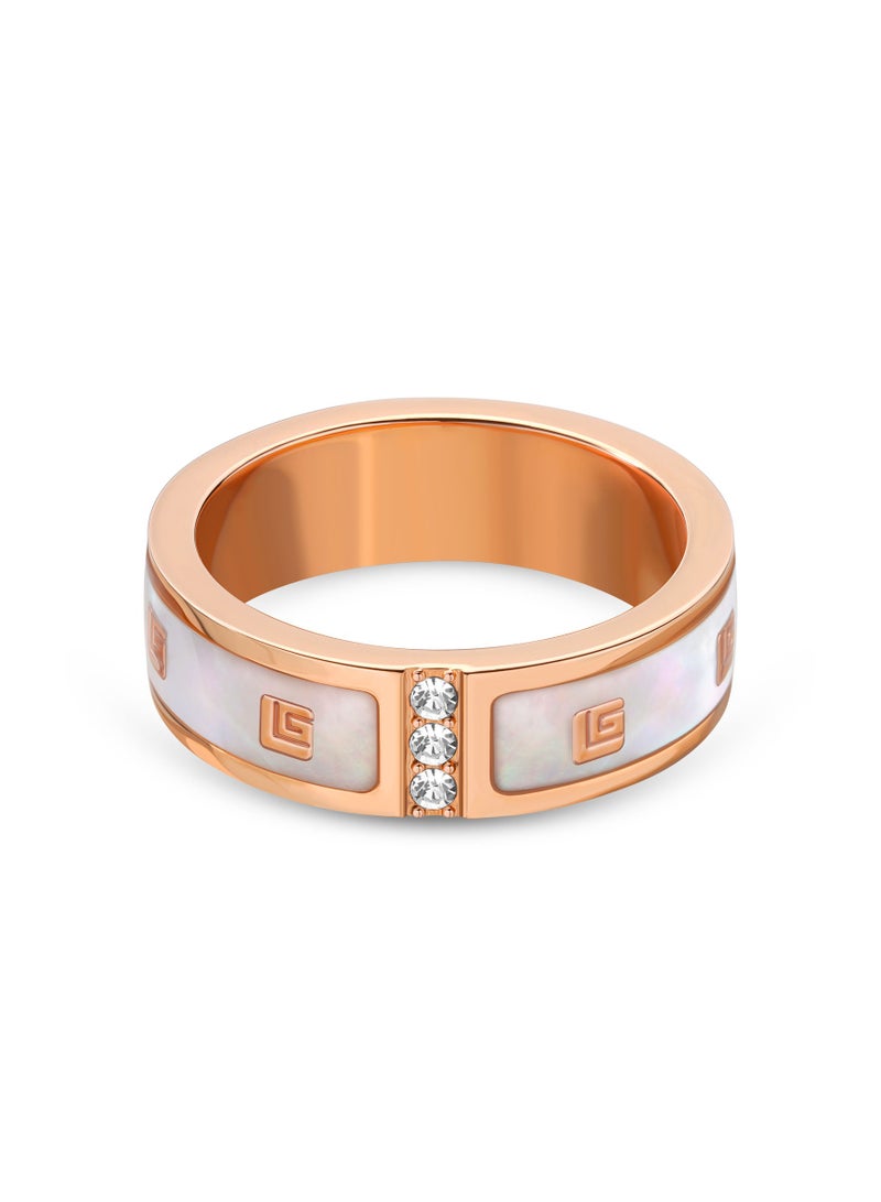 Guy Laroche Grace Rose Gold with White Mother of Pearl Ring for Women 52 mm - Image 1