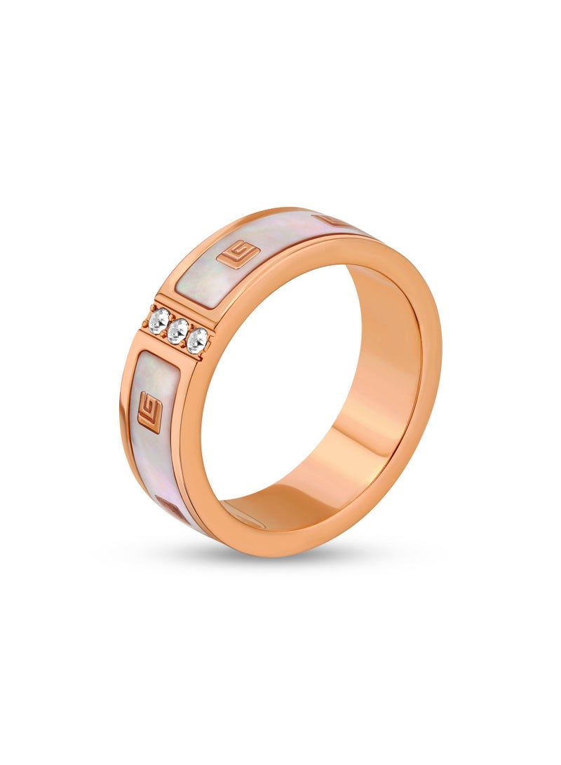 Guy Laroche Grace Rose Gold with White Mother of Pearl Ring for Women 52 mm - Image 4