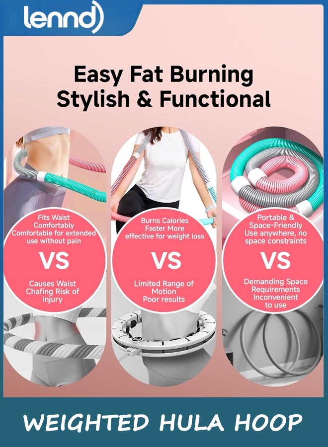 LENND Weighted Soft Spring Hula Hoop for Adults – 3.3lb Foldable Fitness Hoop, Waist-Friendly Design, Portable Slimming Exercise Equipment for Home and Travel - Image 3
