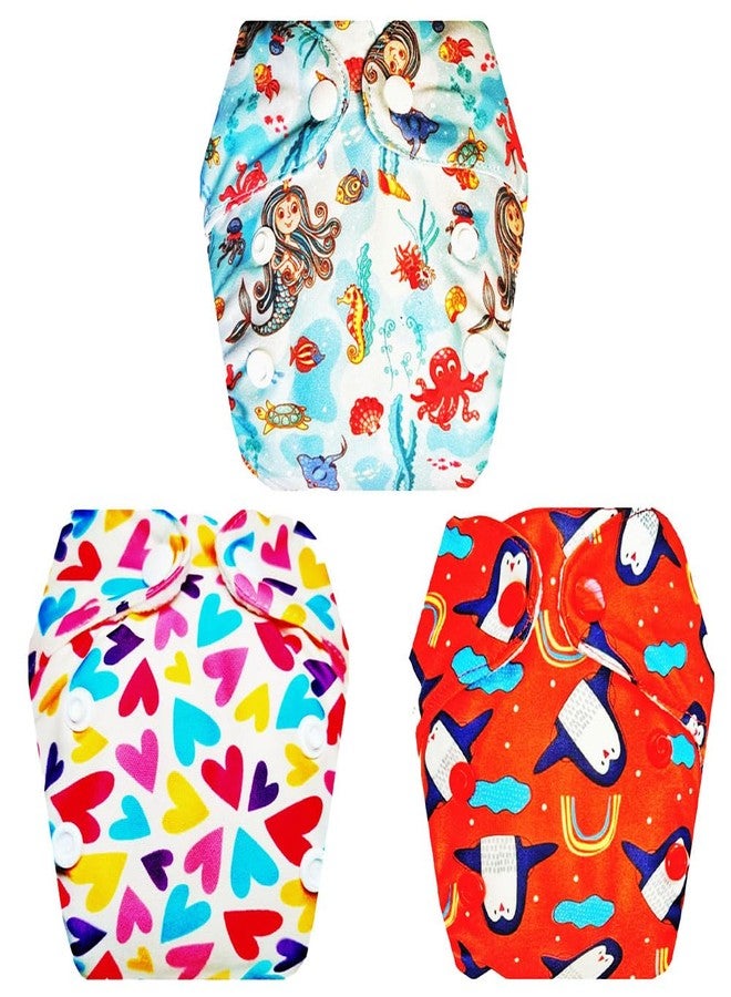 Dumbledo Premium Newborn Cloth Diaper with Integrated Insert (Pack of 3) | Soft & Gentle | Reusable & Washable | Adjustable Snaps | Worry-Free Diapering | 0 - 4 Months | Unisex Baby - Image 1