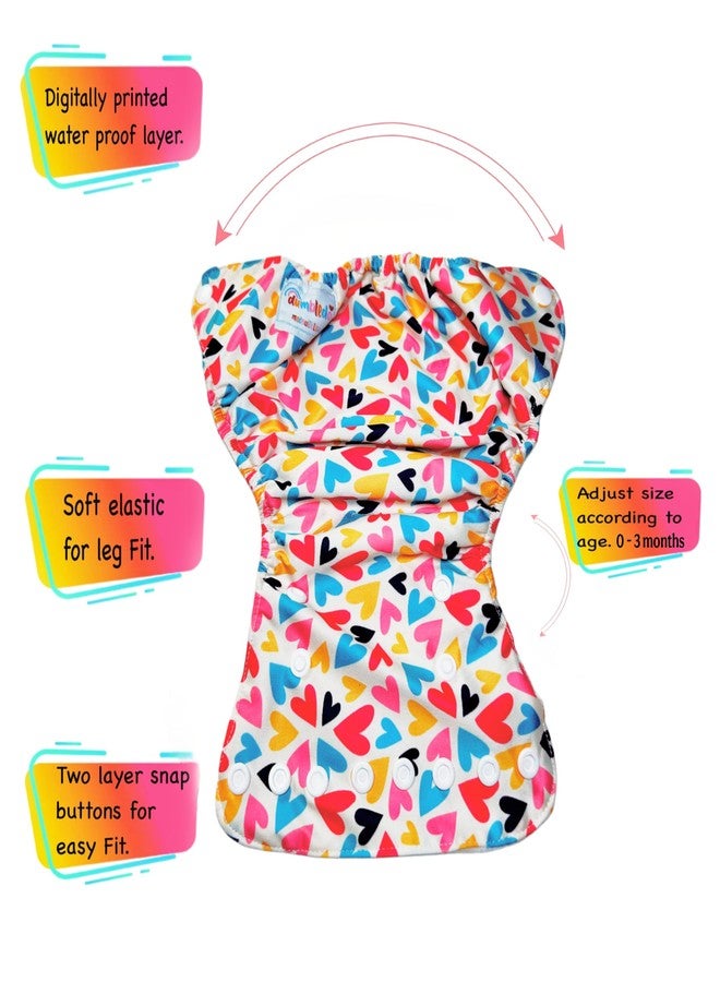 Dumbledo Premium Newborn Cloth Diaper with Integrated Insert (Pack of 3) | Soft & Gentle | Reusable & Washable | Adjustable Snaps | Worry-Free Diapering | 0 - 4 Months | Unisex Baby - Image 3