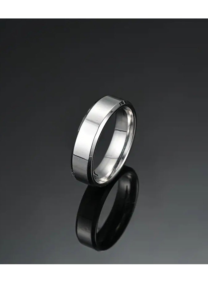 Home Clearance Sale Two Bevel Inner Arc Glossy Ring Simple and Fashionable, Stainless Steel Mixed Ring for Men and Women, Daily and Party Ring, Accessories, Jewelry Ring, Suitable for Parties and Gifts  - Image 1