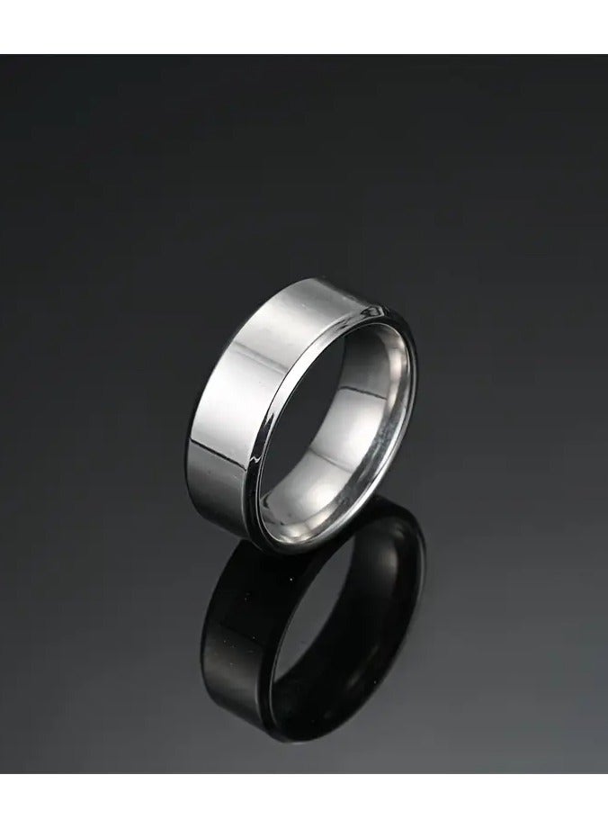 Home Clearance Sale Two Bevel Inner Arc Glossy Ring Simple and Fashionable, Stainless Steel Mixed Ring for Men and Women, Daily and Party Ring, Accessories, Jewelry Ring, Suitable for Parties and Gifts  - Image 2