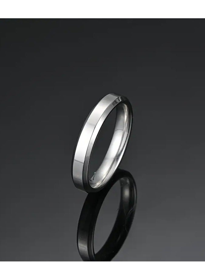 Home Clearance Sale Two Bevel Inner Arc Glossy Ring Simple and Fashionable, Stainless Steel Mixed Ring for Men and Women, Daily and Party Ring, Accessories, Jewelry Ring, Suitable for Parties and Gifts  - Image 3