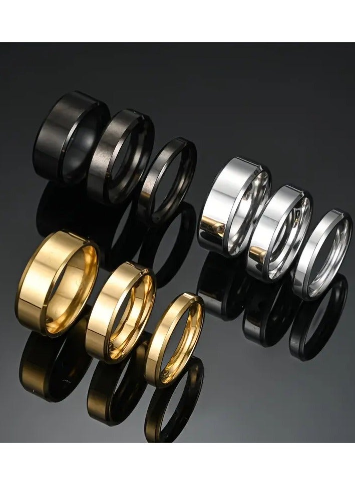 Home Clearance Sale Two Bevel Inner Arc Glossy Ring Simple and Fashionable, Stainless Steel Mixed Ring for Men and Women, Daily and Party Ring, Accessories, Jewelry Ring, Suitable for Parties and Gifts  - Image 5