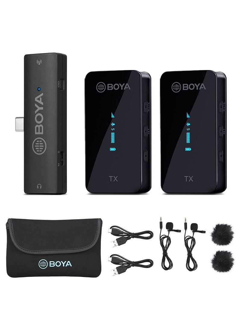 BOYA BY-XM6-S6 USB C Mini Wireless Clip Microphone Portable Transmitter Receiver for Android Type C Smartphone Podcast Facebook YouTube Vlog Video Recording  - Image 1