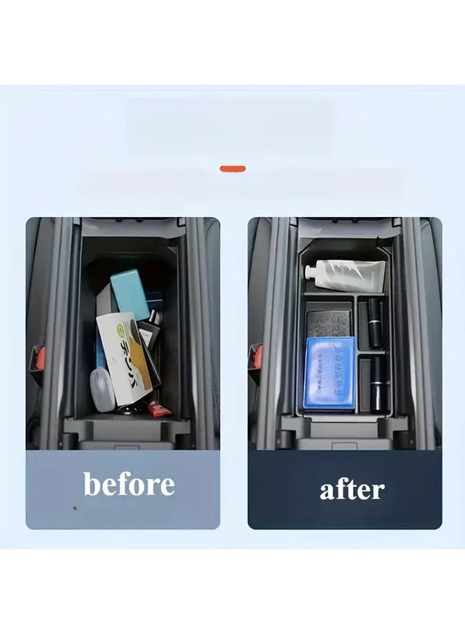 Car Armrest Storage Box Non Electric Suitable For Jaecooi7 PHEV Armrest Storage Box With Partitioned Storage Easy Access Tidy Organization Central Control Armrest Box Vehicle Storage Organizer Black - Image 4