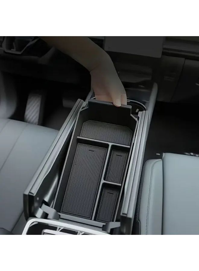 Car Armrest Storage Box Non Electric Suitable For Jaecooi7 PHEV Armrest Storage Box With Partitioned Storage Easy Access Tidy Organization Central Control Armrest Box Vehicle Storage Organizer Black - Image 1