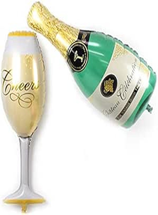 Large Champagne Wine Bottle Cup Wedding Anniversary Party Aluminium Foil Balloon Decoration Gift Inflatable Air Ball