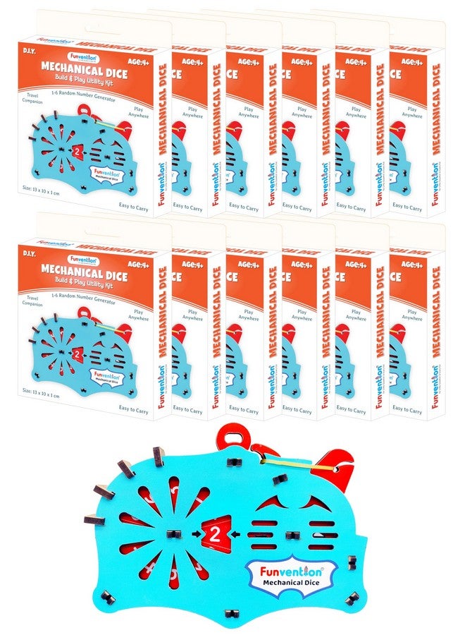 فنفينشين مجموعة Funvention (عبوة من 12 قطعة) نرد ميكانيكي (من 1 إلى 6) مولد أرقام عشوائي - رفيق لعبة لوحية - مجموعة هدايا عيد الميلاد - Image 1
