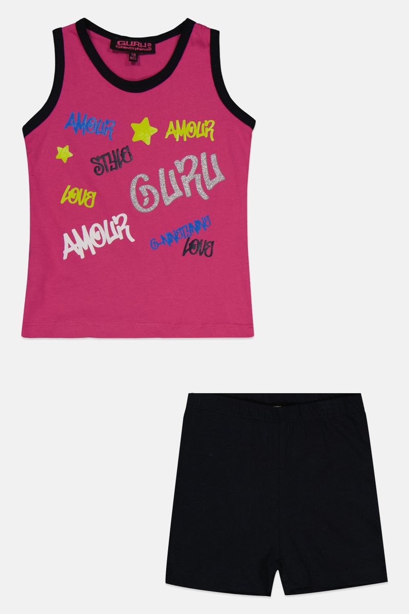 Guru 99 Toddlers Girl 2 Pieces Graphic Print Top And Bottom Set, Multicolor  - Image 1