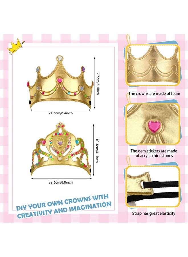 100 Pieces Foam Crowns Set For Kids Princess Tiaras Crowns Making Kits 60 Pcs Foam Princess Crowns And 40 Sheets Crystal Diamond Sticker For Kids' Party Supplies Decoration Craft