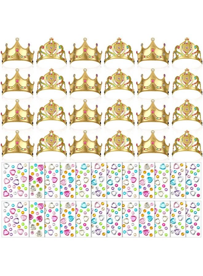 100 Pieces Foam Crowns Set For Kids Princess Tiaras Crowns Making Kits 60 Pcs Foam Princess Crowns And 40 Sheets Crystal Diamond Sticker For Kids' Party Supplies Decoration Craft
