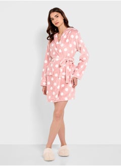 Ginger Fuzzy Hooded Polka Dot Robe  - Image 4