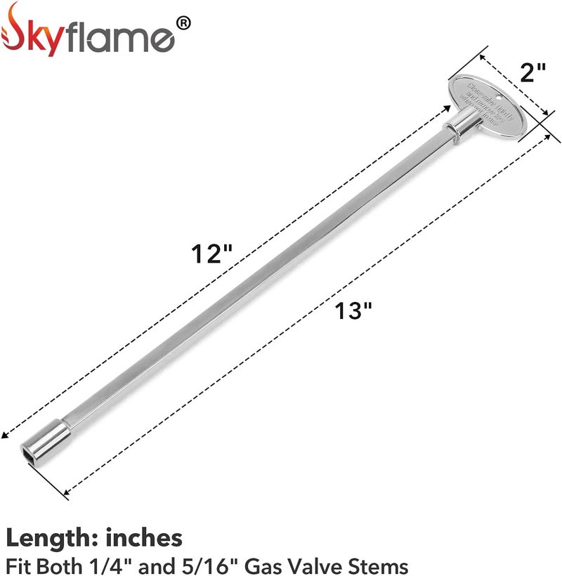 Skyflame Universal Gas Valve Key Fits 1/4" and 5/16" Gas Valve Stems, for Fire Pit and Fireplace, Polished Chrome - 12 Inches - Image 2