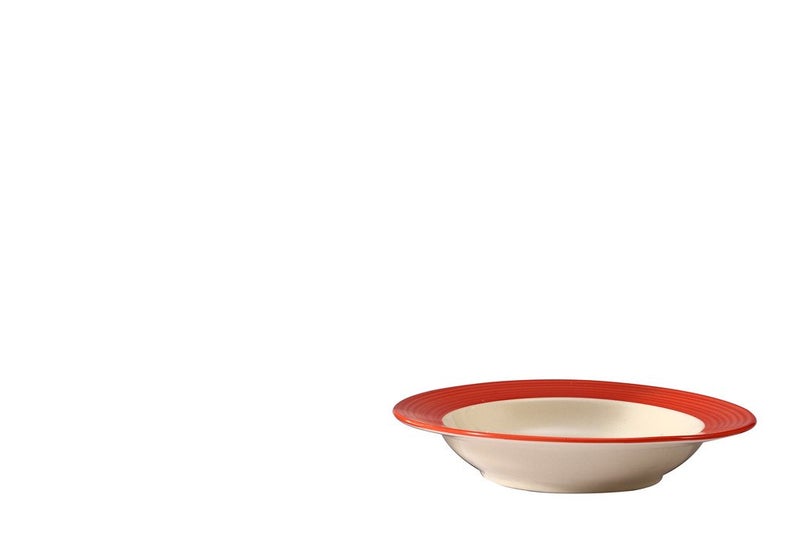 Caffeine Ceramic Handmade Stoneware Red Boota Soup Plates/Pasta Plate/Maggie Plate/Macaroni Plate 9 inch Set of 2 Dishwasher & Microwave Safe - Image 2