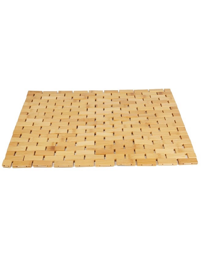 Mind Reader Bath Mat, Shower Mat, Bathtub Mat, Bathroom Accessory, Wood, Rayon from Bamboo, 23.5"L x 16.5"W x 0.4"H, Brown - Image 1