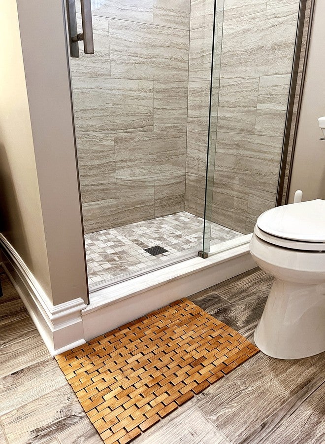 Mind Reader Bath Mat, Shower Mat, Bathtub Mat, Bathroom Accessory, Wood, Rayon from Bamboo, 23.5"L x 16.5"W x 0.4"H, Brown - Image 2