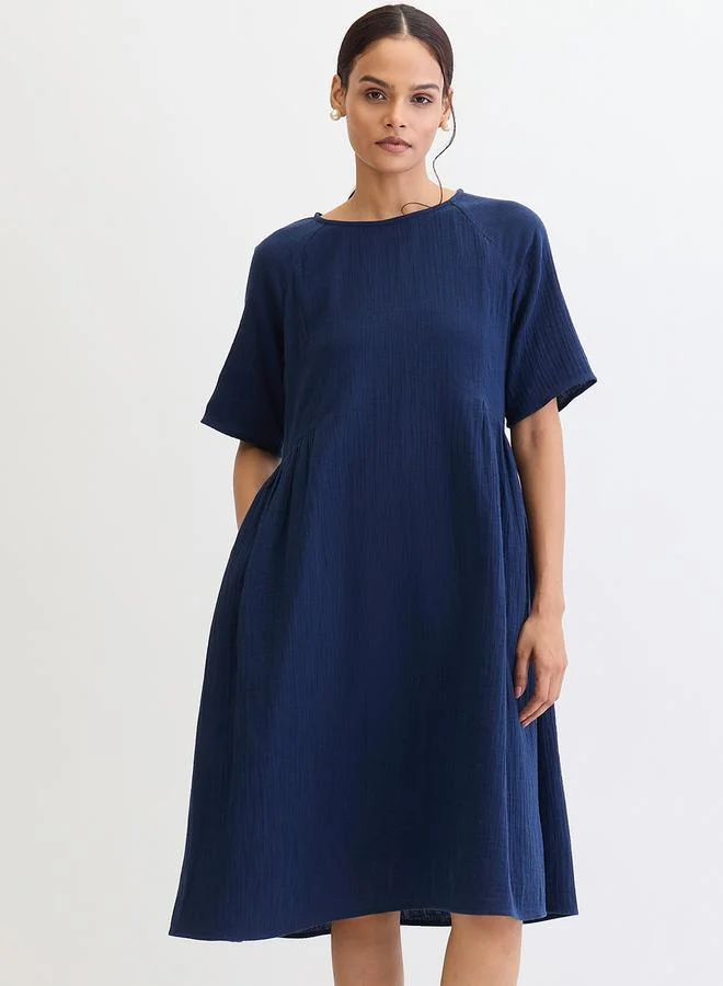 فيميلا فستان ميدي قطني بتفصيلة جانبية مجمعة