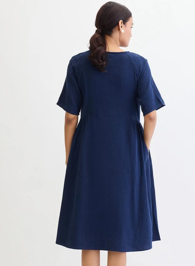 فيميلا فستان ميدي قطني بتفصيلة جانبية مجمعة