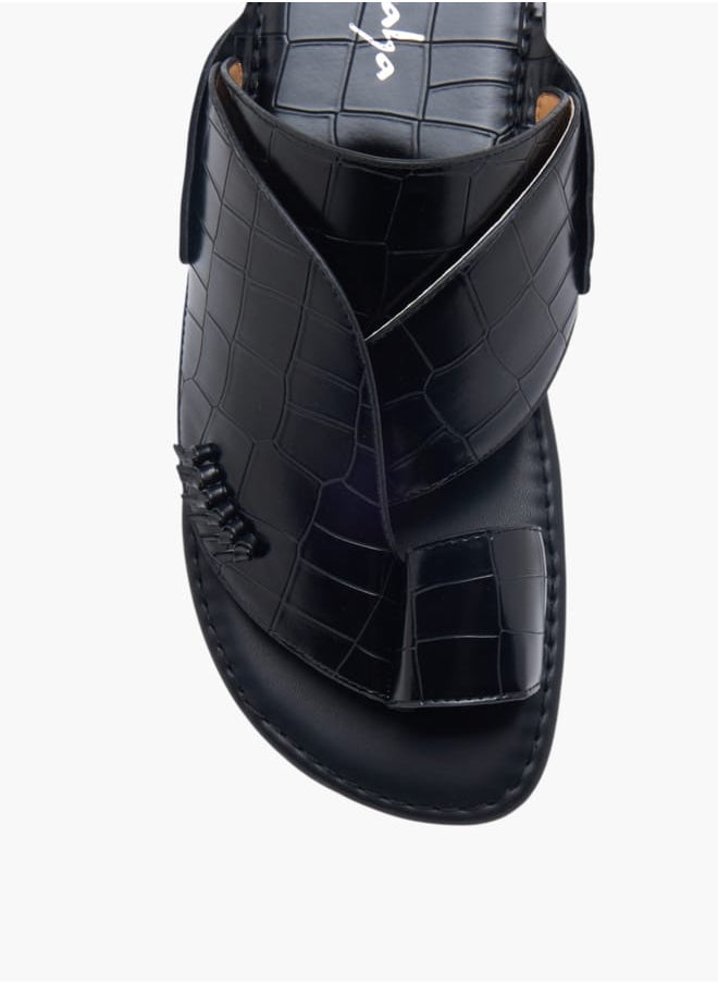 Al Waha Men's Textured Slip-On Arabic Sandals  - Image 3