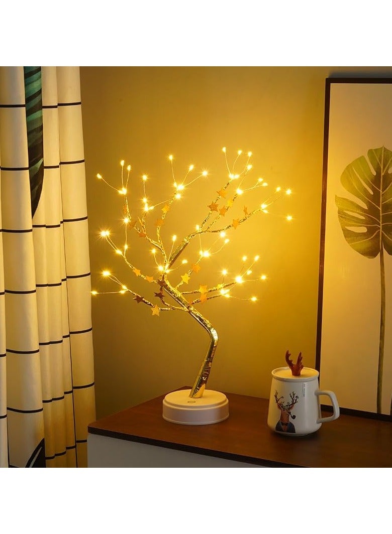 تابيت شجرة البتولا المضيئة لعيد الميلاد للديكور المنزلي، شجرة عيد الميلاد الاصطناعية للطاولة مع 78 مصباح LED، شجرة عيد الميلاد بمصباح طاولة مع أضواء لتزيين عيد الميلاد في الأماكن المغلقة (أ) - Image 3