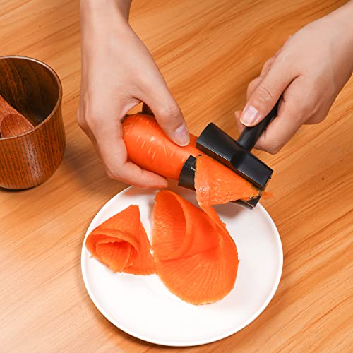 TXIN Carrot Curler and Peeler, Black Carrot Spiral Shred Slicer Root Vegetables Fruits Slicer Sharpener Garnishing Tool - Image 5