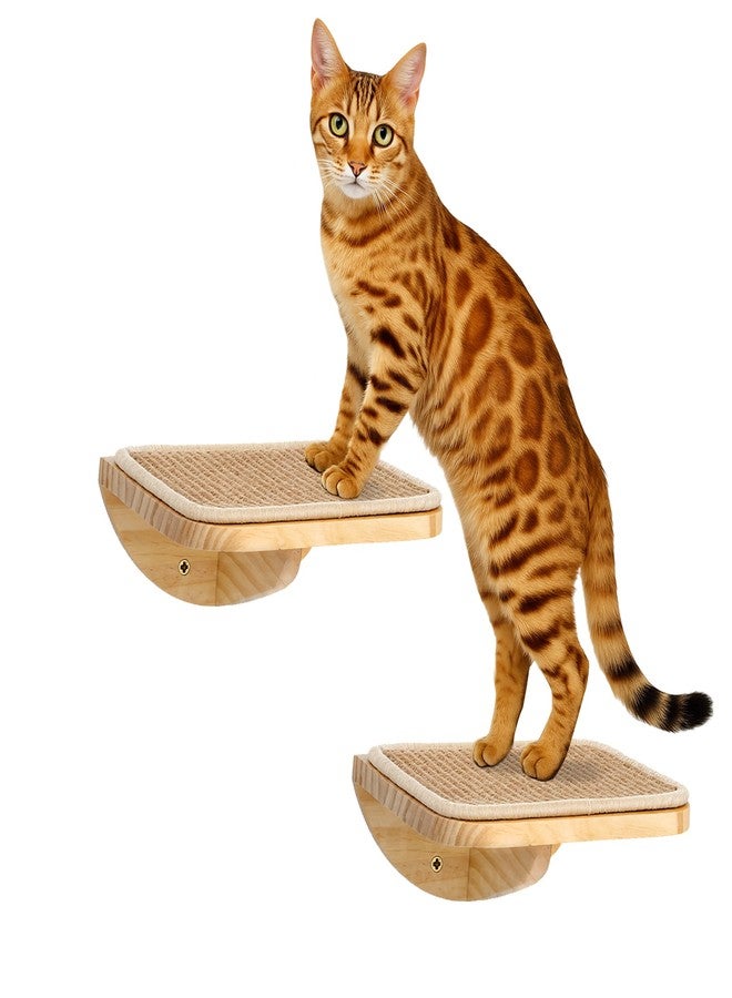 PELUOMOZ Wood Cat Wall Shelves with Sisal Mat – Cats Wall Furniture Steps for Large Cats, Perfect for Play and Vertical Movement - Image 1