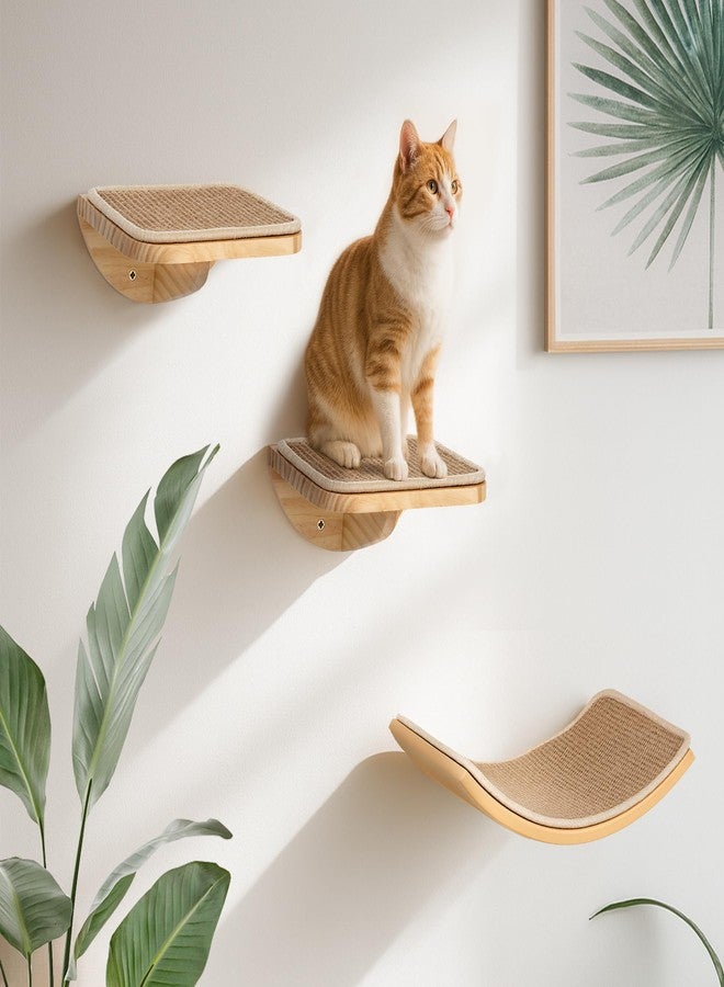 PELUOMOZ Wood Cat Wall Shelves with Sisal Mat – Cats Wall Furniture Steps for Large Cats, Perfect for Play and Vertical Movement - Image 5