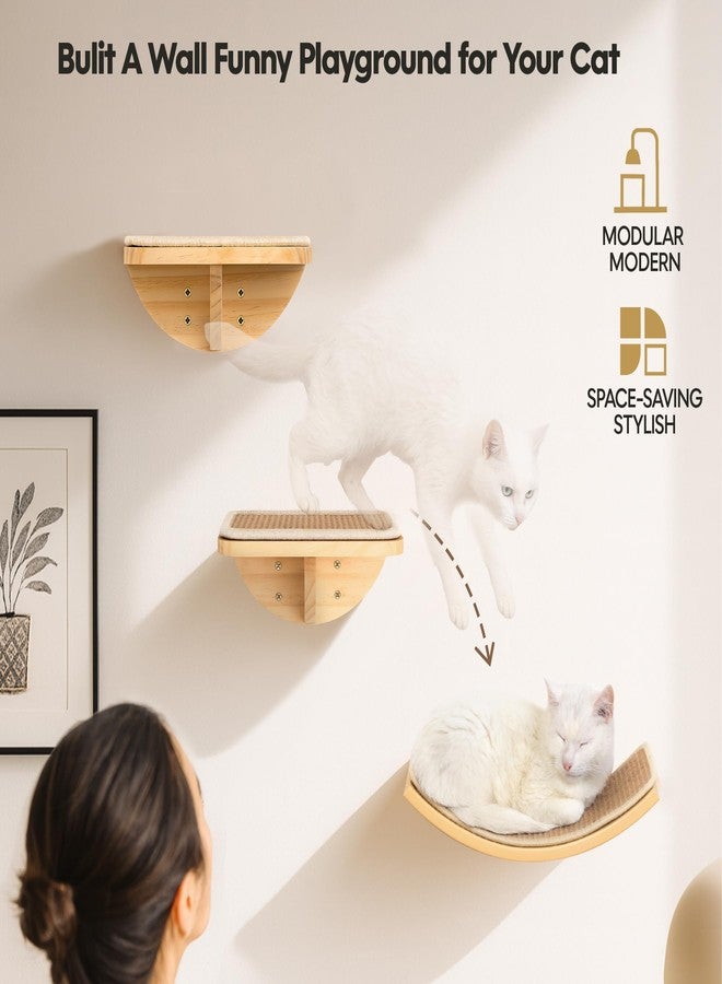 PELUOMOZ Wood Cat Wall Shelves with Sisal Mat – Cats Wall Furniture Steps for Large Cats, Perfect for Play and Vertical Movement - Image 4