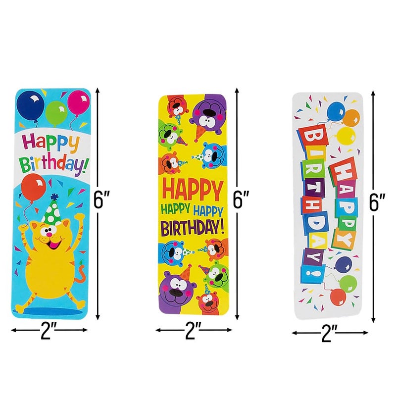 Fun Express Bold & Bright Multicolor Birthday Cardstock Bookmarks - 2" x 6" (Pack of 48) - Colorful & Fun Design - Perfect Party Favors & Keepsakes - Image 2