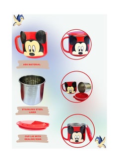Generic 1pc 3D Cartoon Kids Drink Water Cup Stainless Steel Milk Cup 300ml ( Mickey Red )  - Image 2