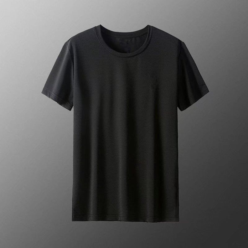 Ice Silk Short-Sleeved T-Shirt Men'S Summer Thin Loose Plus Size Crewneck Quick-Drying Sports Casual Half-Sleeved T-Shirt Top Clothes - Image 1