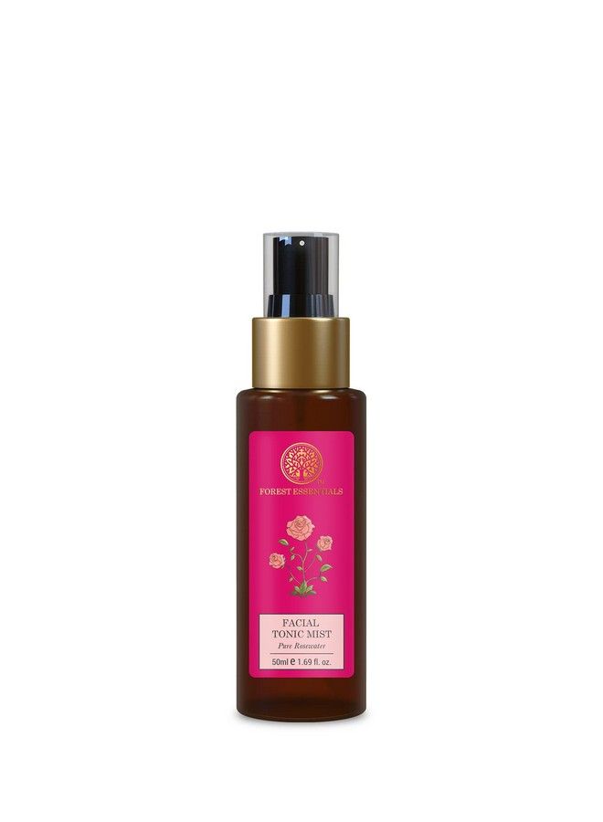Forest Essentials رذاذ تونر للوجه بحجم السفر ماء الورد النقي؛ تونر منعش للوجه لتضييق المسام وترطيب البشرة؛ تونر خالي من الكحول لبشرة متألقة؛ 50 مل - Image 1