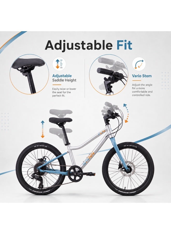 SPINN Fun 8D 20-Inch  Kids & Teens | 20-Inch Wheel Size | Adjustable Seat | 8-Speed Disc Brake | Opal Haze - Image 5