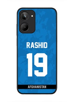Cover for Realme 10 4G Case , Rugged Black Slim fit Soft Flexible Thin Protective Phone Cases - Player Name - Rashid Khan, Jersey Number- 19
