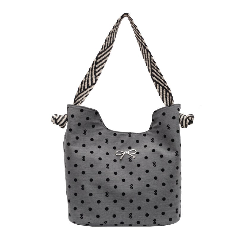 Colored Polka Dot Large Capacity Tote Bag Arrival Bow Niche Fashion Trendy One-Shoulder Underarm Bag Women'S Bag
