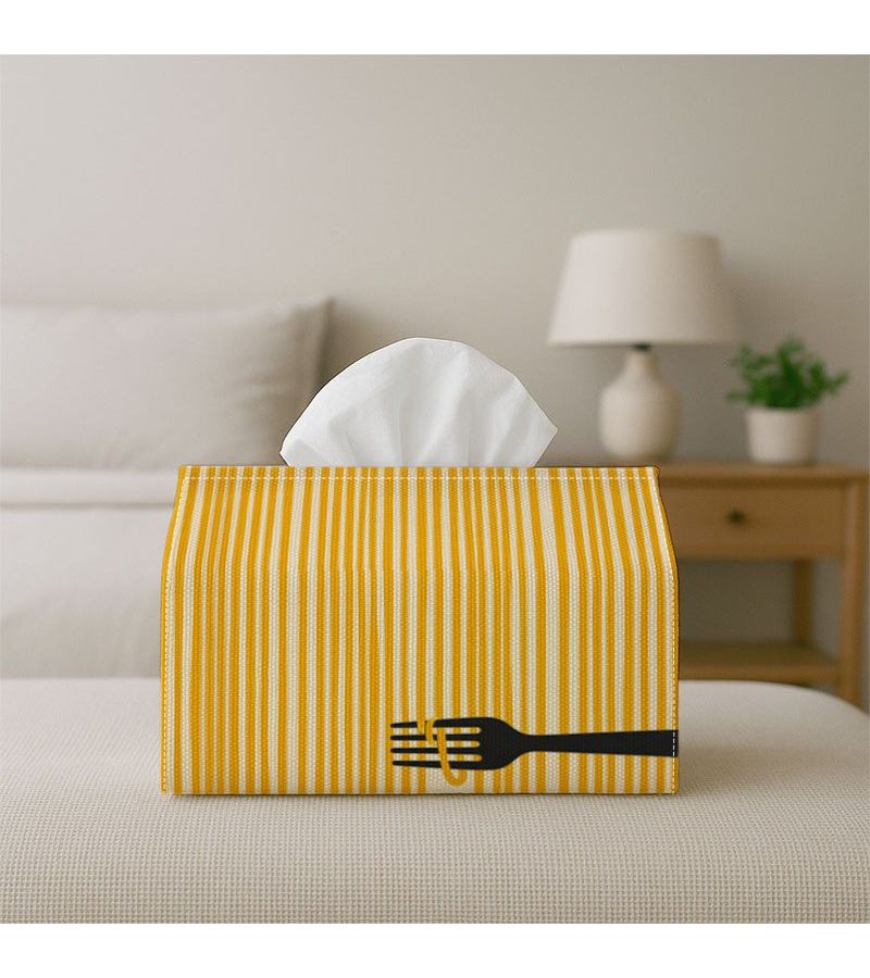 Contemporary Minimalist Tissue Box 1pc 18x11x13cm Fork Stripe Yellow - Image 5