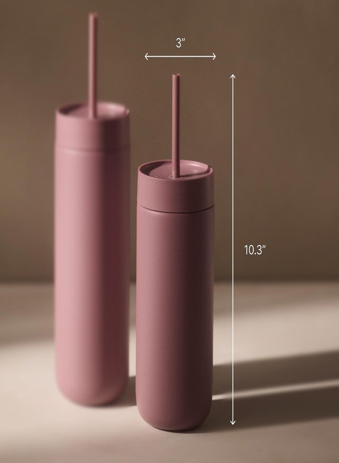 فيلو كوب فيلو كارتر البارد سعة 16 أونصة - غطاء مقاوم للانسكاب مع ماصة، كوب معزول بتفريغ الهواء من الفولاذ المقاوم للصدأ مع بطانة داخلية من السيراميك وماصة قابلة لإعادة الاستخدام للمشروبات الباردة، يناسب حاملات الأكواب، آمن للغسل في غسالة الأطباق، لون وردة الصحراء - Image 4