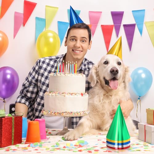 Sumind 15 Pieces Colorful Birthday Party Hats Cone Hats for Adults Metallic Foil Cone Headwear - Image 4